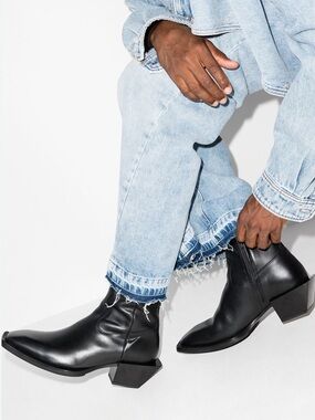 Eytys Luciano Black Leather Sculpted-Heel Ankle Boots